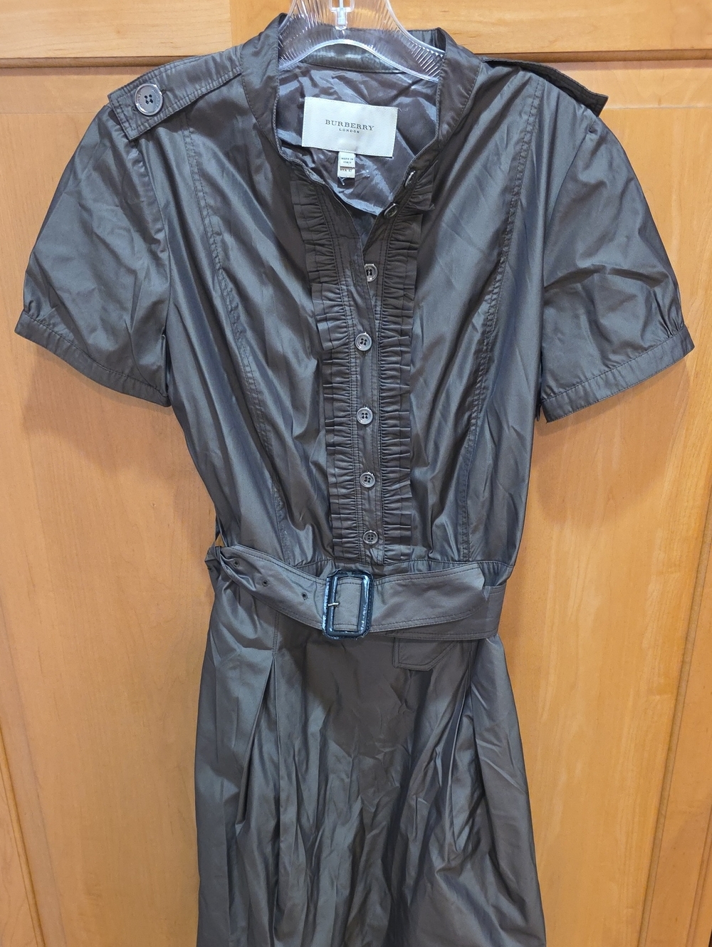 Dark Brown Burberry London short-sleeve button-front mini
